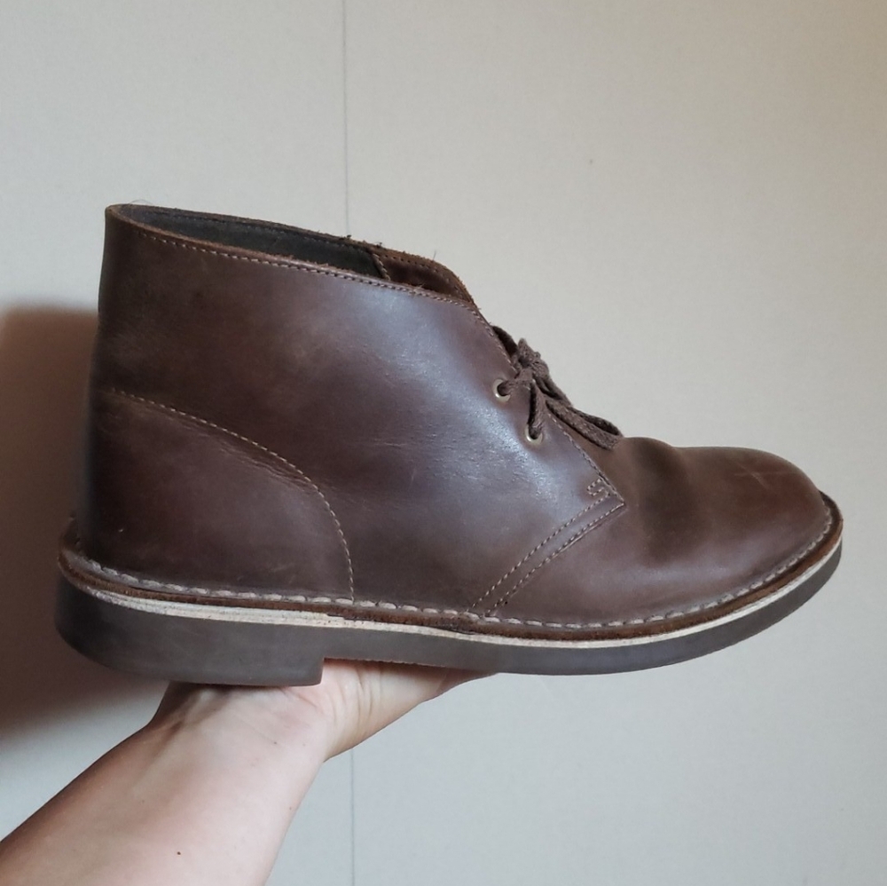 Clarks desert beeswax brown leather Chukka boots size 8 Mens, 41 EU